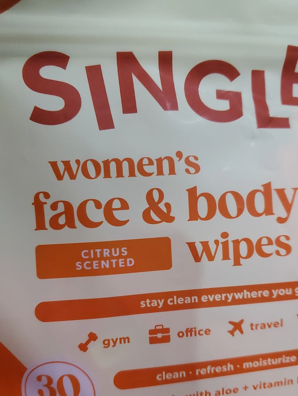 30 piece Citrus scented face and body hypoallergenic pre-wet wipes brand new
